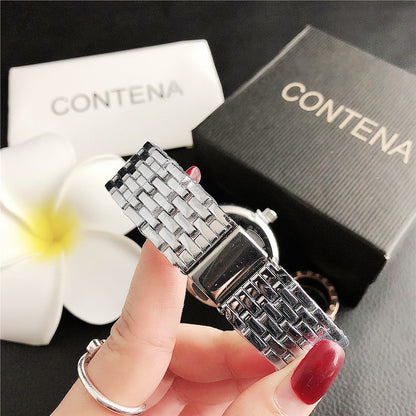 שעון קוורץ יוקרתי כסוף - רצועת מלבנים