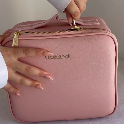 תיק איפור מקצועי מעור עם מראה ולד מובנה